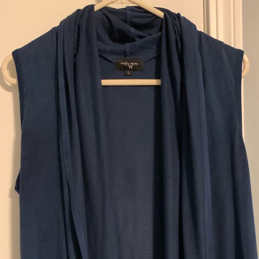 London Blue suede cardigan vest.